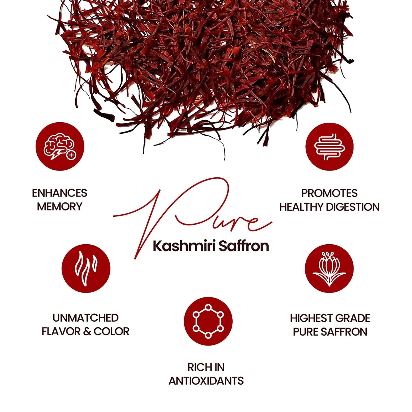 Pure Kashmiri Saffron Threads for Cooking, Spice, Spanish Foods. Finest Dark Red Saffron Delicious with Persian Rice, Tea, Golden Milk, Desserts, Rissoto Bulk Saffron Pack 10G