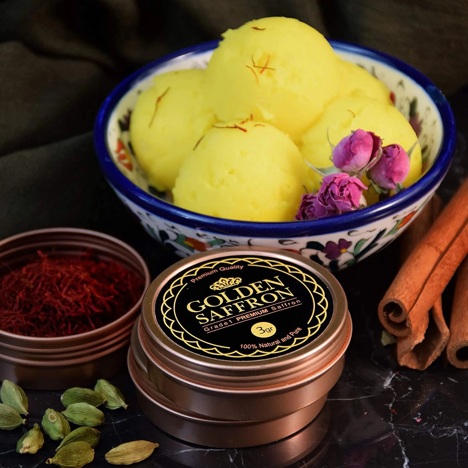 , Pure Premium All Red Afghan Saffron Threads, Finest Grade A+ Super Negin, Non-Gmo Verified (3 Grams)