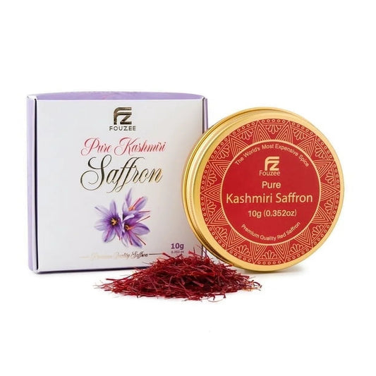 Pure Kashmiri Saffron Threads for Cooking, Spice, Spanish Foods. Finest Dark Red Saffron Delicious with Persian Rice, Tea, Golden Milk, Desserts, Rissoto Bulk Saffron Pack 10G
